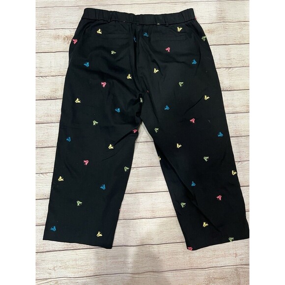 Counterparts Womens Black Embroidered Colorful Butterflys Resort Capri Pants 14 - Picture 4 of 8